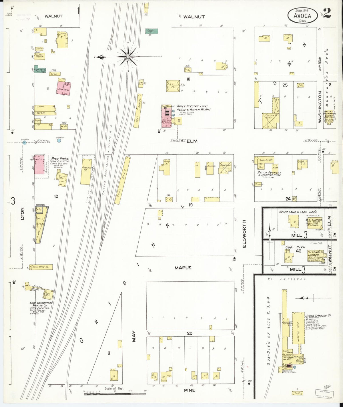 Sanborn Fire Insurance Map from Avoca, Pottawattamie County, Iowa (1909), Sheet #0002 - Historic Sanborn Fire Insurance Map Print