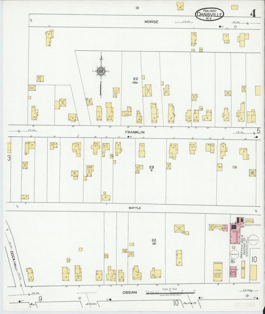 Sanborn Fire Insurance Map from Dansville, Livingston County, New York (1920), Sheet #0004 - Historic Sanborn Fire Insurance Map Print, vintage old map wall art, antique decor, genealogy gift, New York New York map