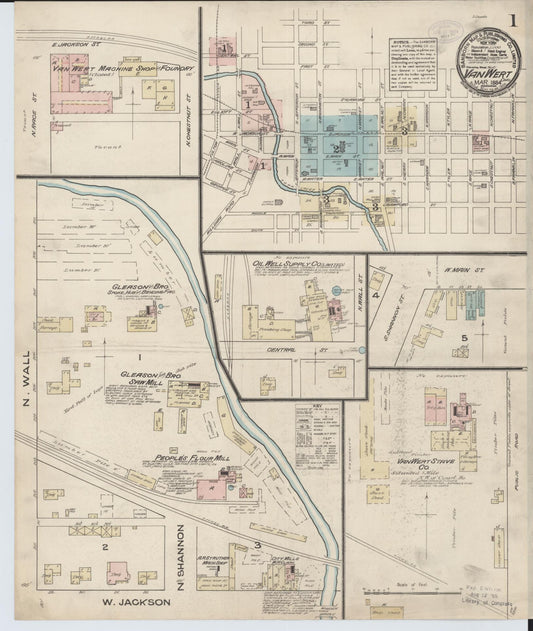Sanborn Fire Insurance Map from Van Wert, Van Wert County, Ohio (1884), Sheet #0001 - Historic Sanborn Fire Insurance Map Print, vintage old map wall art, antique decor, genealogy gift, Ohio Ohio map