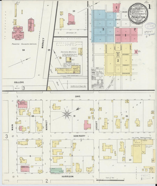 Sanborn Fire Insurance Map from Princeton, Caldwell County, Kentucky (1897), Sheet #0001 - Complete Map Set gallery image, historic Sanborn map, vintage wall art, Kentucky Kentucky