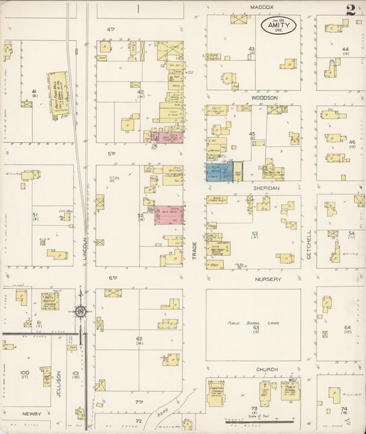 Sanborn Fire Insurance Map from Amity, Yamhill County, Oregon (1913), Sheet #0002 - Historic Sanborn Fire Insurance Map Print, vintage old map wall art, antique decor, genealogy gift, Oregon Oregon map
