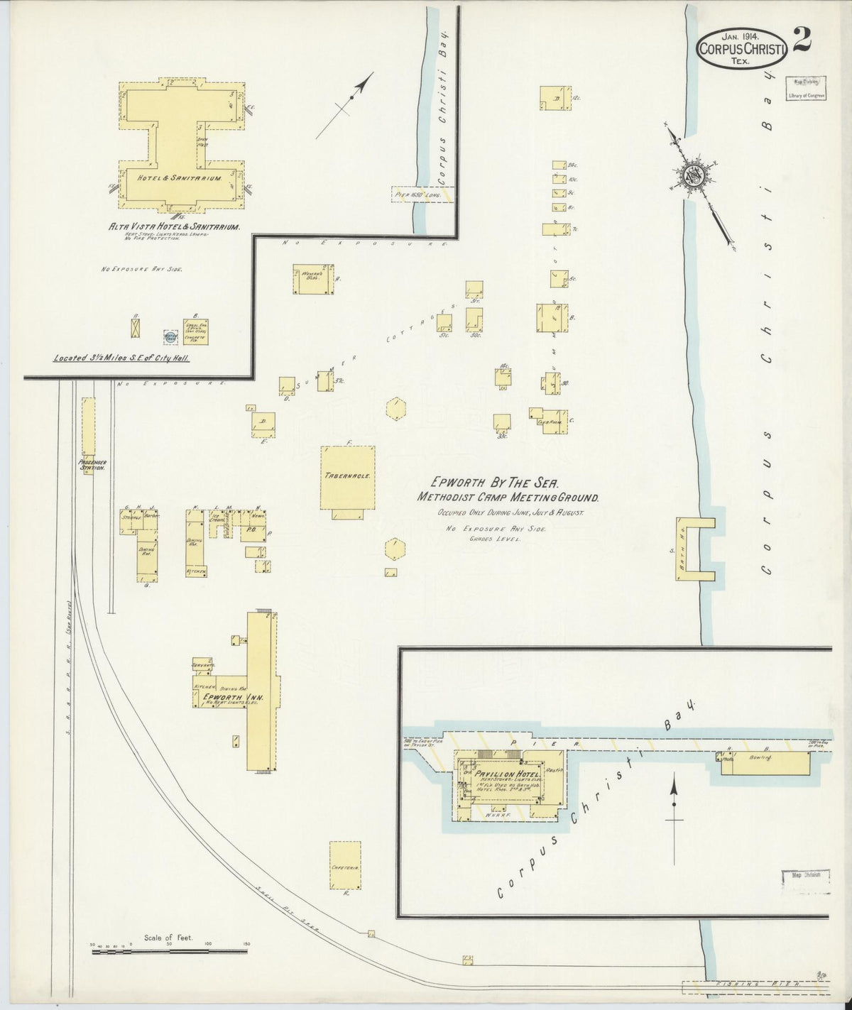 Sanborn Fire Insurance Map from Corpus Christi, Nueces County, Texas (1914), Sheet #0002 - Complete Map Set gallery image, historic Sanborn map, vintage wall art, Texas Texas