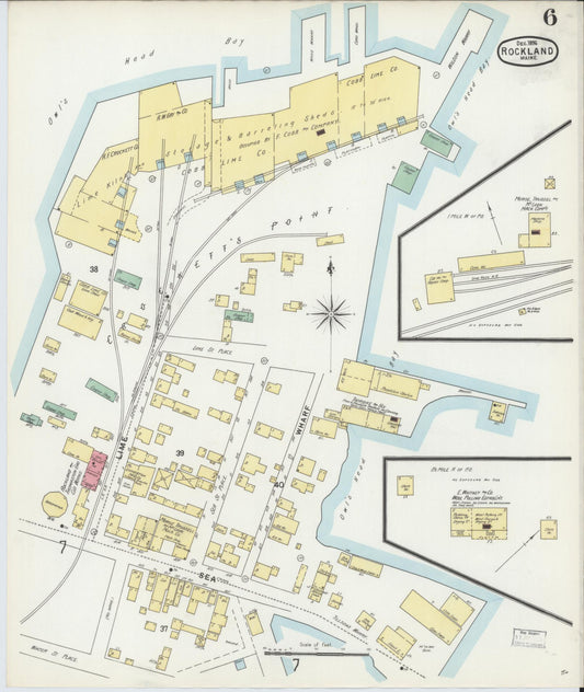 Sanborn Fire Insurance Map from Rockland, Knox County, Maine (1896), Sheet #0006 - Historic Sanborn Fire Insurance Map Print, vintage old map wall art, antique decor, genealogy gift, Maine Maine map