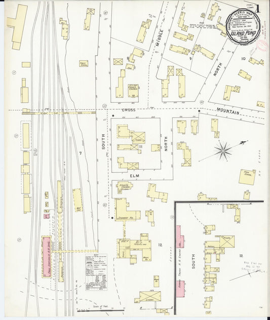 Sanborn Fire Insurance Map from Island Pond, Essex County, Vermont (1895), Sheet #0001 - Complete Map Set gallery image, historic Sanborn map, vintage wall art, Vermont Vermont