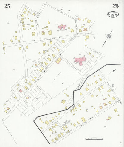Sanborn Fire Insurance Map from Monroe, Union County, North Carolina (1930), Sheet #0025 - Historic Sanborn Fire Insurance Map Print, vintage old map wall art, antique decor, genealogy gift, North Carolina North Carolina map