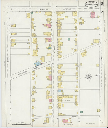 Sanborn Fire Insurance Map from Hummelstown, Dauphin County, Pennsylvania (1895), Sheet #0003 - Historic Sanborn Fire Insurance Map Print, vintage old map wall art, antique decor, genealogy gift, Pennsylvania Pennsylvania map