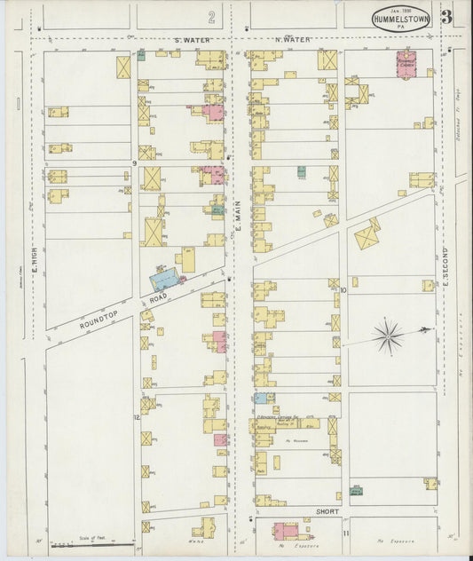 Sanborn Fire Insurance Map from Hummelstown, Dauphin County, Pennsylvania (1895), Sheet #0003 - Historic Sanborn Fire Insurance Map Print, vintage old map wall art, antique decor, genealogy gift, Pennsylvania Pennsylvania map