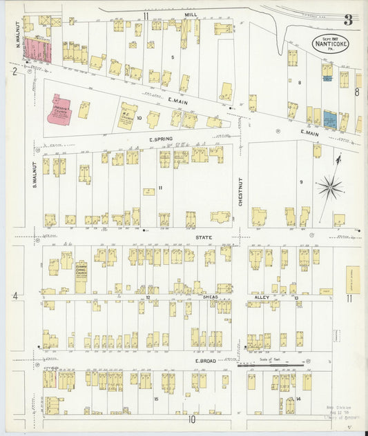 Sanborn Fire Insurance Map from Nanticoke, Luzerne County, Pennsylvania (1907), Sheet #0003 - Historic Sanborn Fire Insurance Map Print, vintage old map wall art, antique decor, genealogy gift, Pennsylvania Pennsylvania map