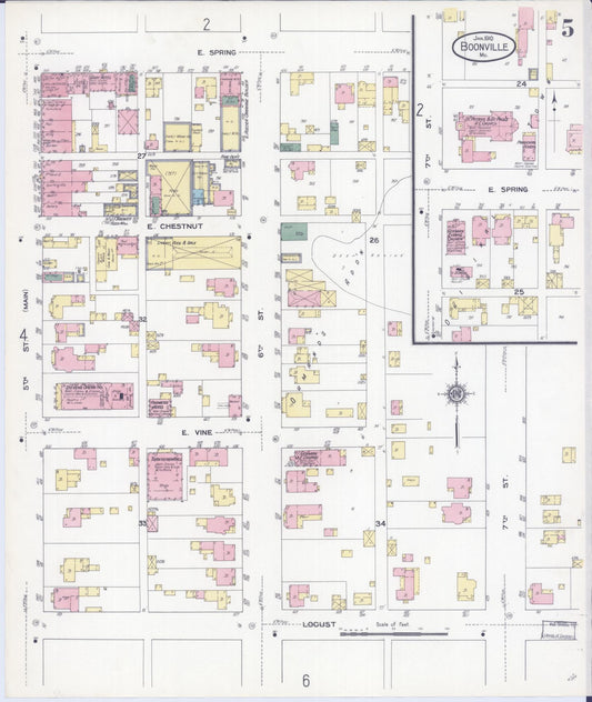 Sanborn Fire Insurance Map from Boonville, Cooper County, Missouri (1910), Sheet #0005 - Historic Sanborn Fire Insurance Map Print, vintage old map wall art, antique decor, genealogy gift, Missouri Missouri map