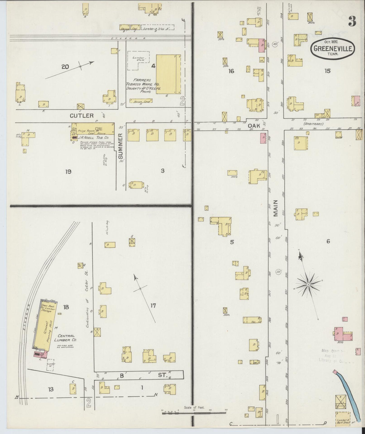 Sanborn Fire Insurance Map from Greeneville, Greene County, Tennessee (1892), Sheet #0003 - Complete Map Set gallery image, historic Sanborn map, vintage wall art, Tennessee Tennessee