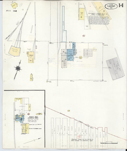 Sanborn Fire Insurance Map from Flagstaff, Coconino County, Arizona (1948), Sheet #0014 - Historic Sanborn Fire Insurance Map Print, vintage old map wall art, antique decor, genealogy gift, Arizona Arizona map