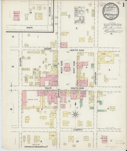 Sanborn Fire Insurance Map from Washington, Wilkes County, Georgia (1890), Sheet #0001 - Complete Map Set gallery image, historic Sanborn map, vintage wall art, Washington Washington