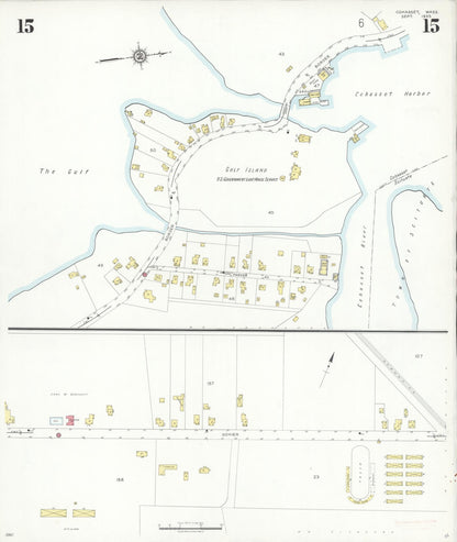 Sanborn Fire Insurance Map from Cohasset, Norfolk County, Massachusetts (1935), Sheet #0015 - Historic Sanborn Fire Insurance Map Print, vintage old map wall art, antique decor, genealogy gift, Massachusetts Massachusetts map
