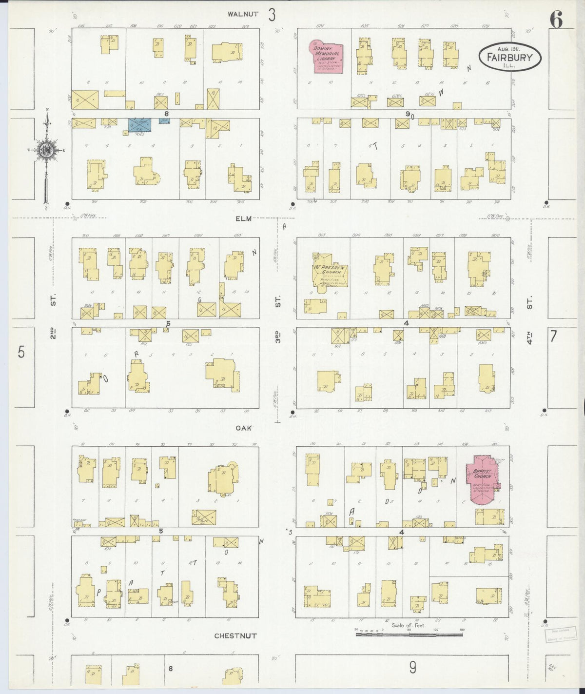 Sanborn Fire Insurance Map from Fairbury, Livingston County, Illinois (1911), Sheet #0006 - Complete Map Set gallery image, historic Sanborn map, vintage wall art, Illinois Illinois
