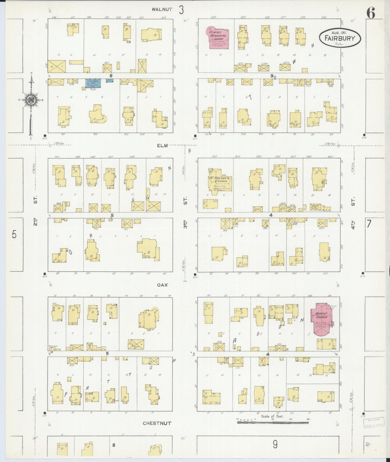Sanborn Fire Insurance Map from Fairbury, Livingston County, Illinois (1911), Sheet #0006 - Complete Map Set gallery image, historic Sanborn map, vintage wall art, Illinois Illinois