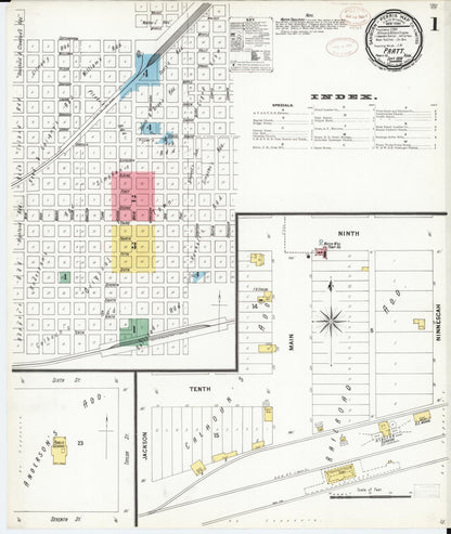 Sanborn Fire Insurance Map from Pratt, Pratt County, Kansas (1899), Sheet #0001 - Complete Map Set gallery image, historic Sanborn map, vintage wall art, Kansas Kansas