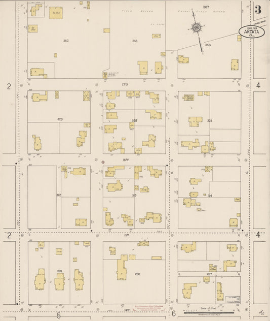 Sanborn Fire Insurance Map from Arcata, Humboldt County, California (1919), Sheet #0003 - Historic Sanborn Fire Insurance Map Print, vintage old map wall art, antique decor, genealogy gift, California California map