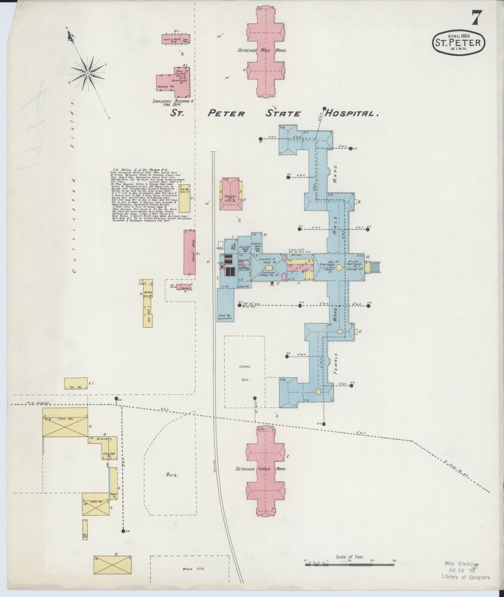 Sanborn Fire Insurance Map from Saint Peter, Nicollet County, Minnesota (1894), Sheet #0007 - Complete Map Set gallery image, historic Sanborn map, vintage wall art, Minnesota Minnesota
