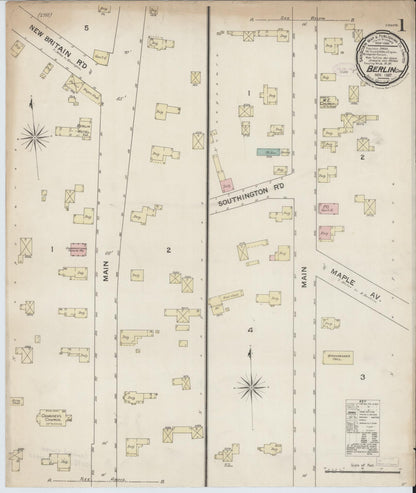Sanborn Fire Insurance Map from Berlin, Hartford County, Connecticut (1887), Sheet #0001 - Complete Map Set gallery image, historic Sanborn map, vintage wall art, Connecticut Connecticut