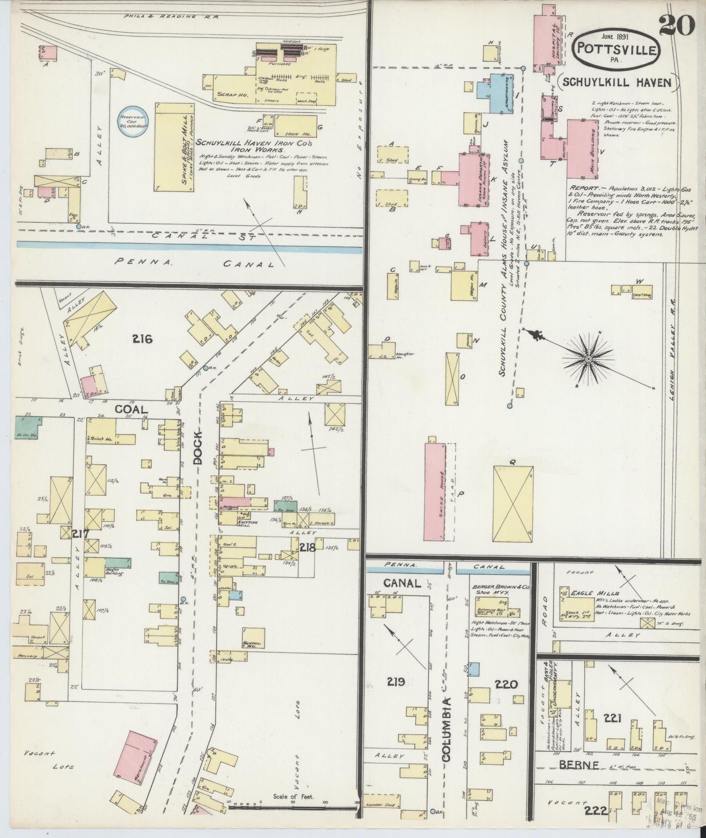 Sanborn Fire Insurance Map from Pottsville, Schuylkill County, Pennsylvania (1891), Sheet #0020 - Complete Map Set gallery image, historic Sanborn map, vintage wall art, Pennsylvania Pennsylvania