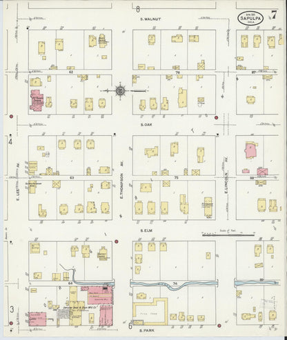 Sanborn Fire Insurance Map from Sapulpa, Creek County, Oklahoma (1911), Sheet #0007 - Complete Map Set gallery image, historic Sanborn map, vintage wall art, Oklahoma Oklahoma