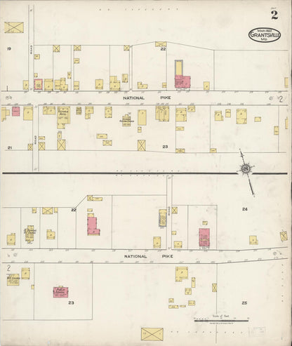 Sanborn Fire Insurance Map from Grantsville, Garrett County, Maryland (1922), Sheet #0002 - Complete Map Set gallery image, historic Sanborn map, vintage wall art, Maryland Maryland