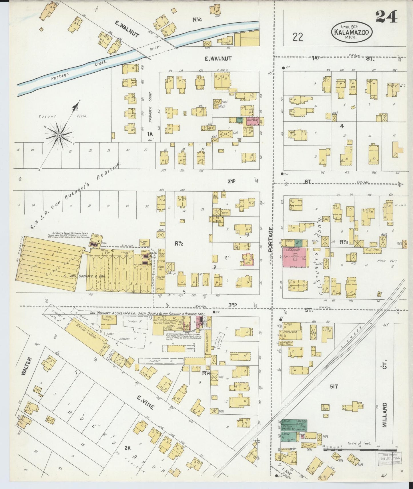 Sanborn Fire Insurance Map from Kalamazoo, Kalamazoo County, Michigan (1902), Sheet #0024 - Complete Map Set gallery image, historic Sanborn map, vintage wall art, Michigan Michigan