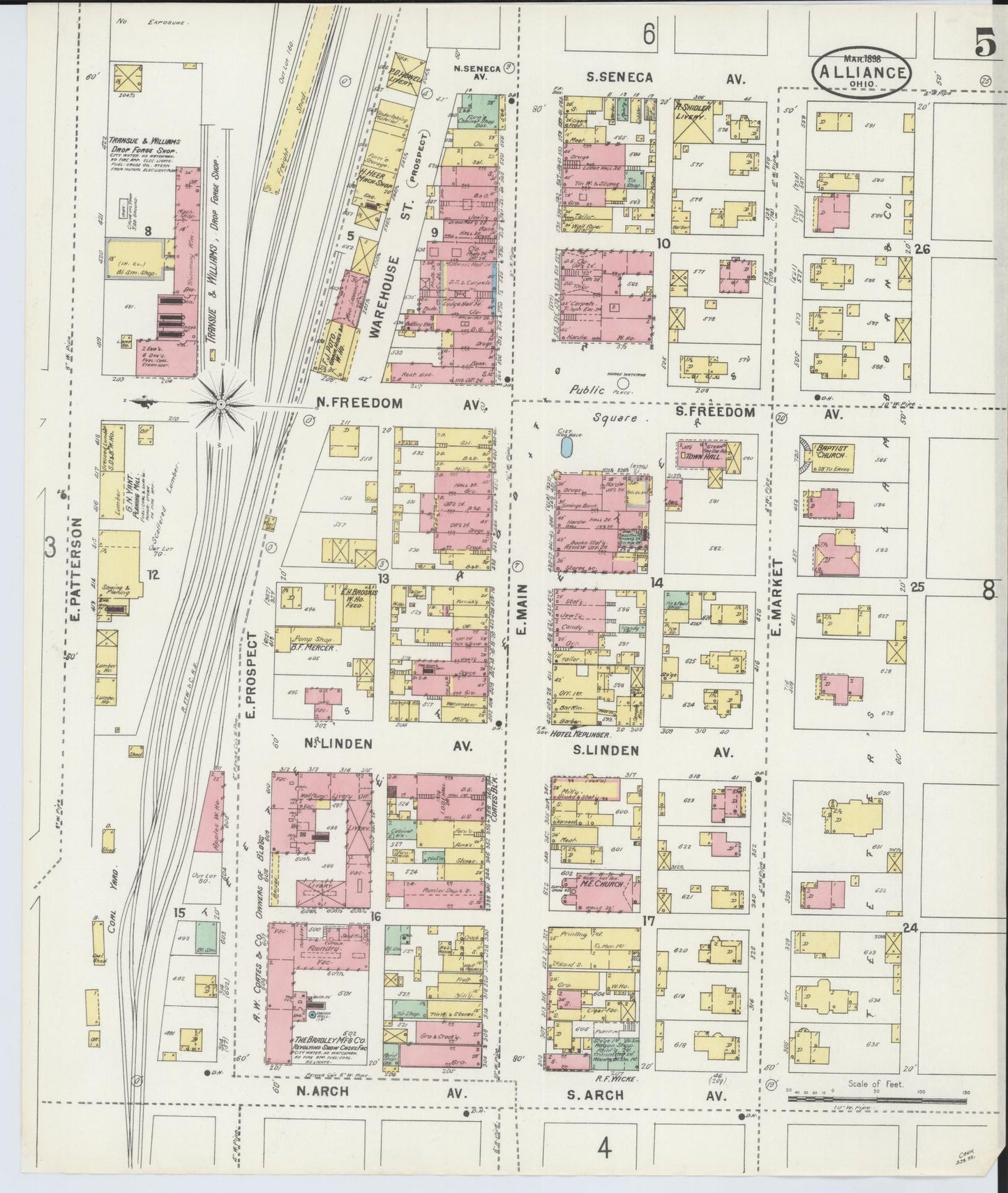 Sanborn Fire Insurance Map from Alliance, Stark County, Ohio (1898), Sheet #0005 - Historic Sanborn Fire Insurance Map Print, vintage old map wall art, antique decor, genealogy gift, Ohio Ohio map