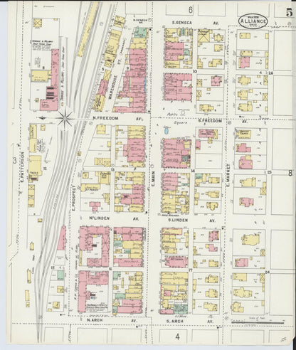 Sanborn Fire Insurance Map from Alliance, Stark County, Ohio (1898), Sheet #0005 - Historic Sanborn Fire Insurance Map Print, vintage old map wall art, antique decor, genealogy gift, Ohio Ohio map