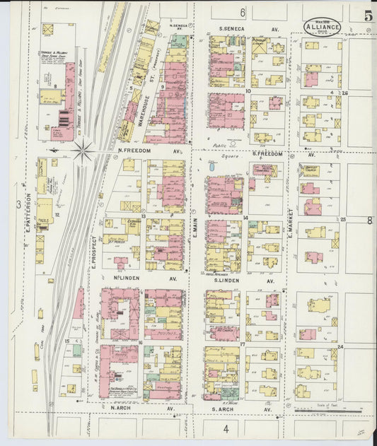 Sanborn Fire Insurance Map from Alliance, Stark County, Ohio (1898), Sheet #0005 - Historic Sanborn Fire Insurance Map Print, vintage old map wall art, antique decor, genealogy gift, Ohio Ohio map