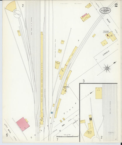 Sanborn Fire Insurance Map from Durand, Shiawassee County, Michigan (1908), Sheet #0002 - Historic Sanborn Fire Insurance Map Print, vintage old map wall art, antique decor, genealogy gift, Michigan Michigan map