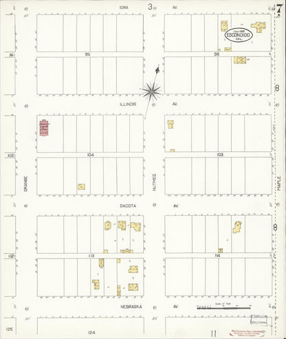 Sanborn Fire Insurance Map from Escondido, San Diego County, California (1907), Sheet #0007 - Historic Sanborn Fire Insurance Map Print, vintage old map wall art, antique decor, genealogy gift, California California map