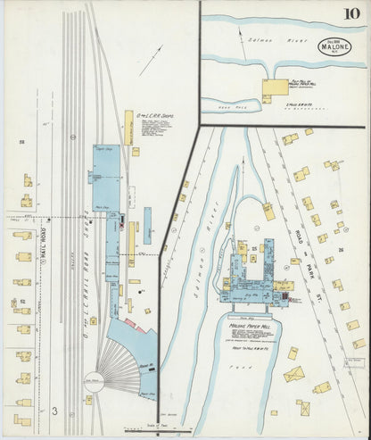 Sanborn Fire Insurance Map from Malone, Franklin County, New York (1898), Sheet #0010 - Historic Sanborn Fire Insurance Map Print, vintage old map wall art, antique decor, genealogy gift, New York New York map