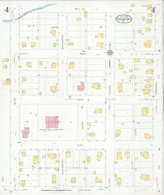 Sanborn Fire Insurance Map from Rockport, Atchison County, Missouri (1928), Sheet #0004 - Historic Sanborn Fire Insurance Map Print, vintage old map wall art, antique decor, genealogy gift, Missouri Missouri map