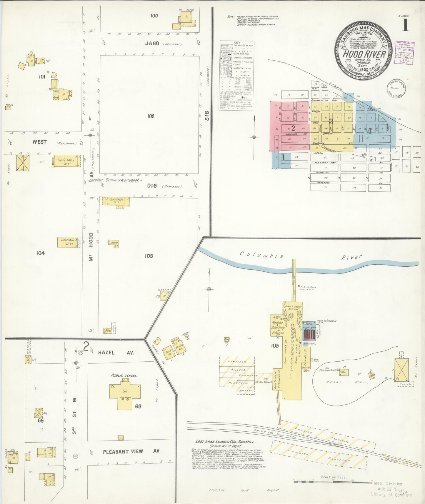Sanborn Fire Insurance Map from Hood River, Hood River County, Oregon (1902), Sheet #0001 - Complete Map Set gallery image, historic Sanborn map, vintage wall art, Oregon Oregon