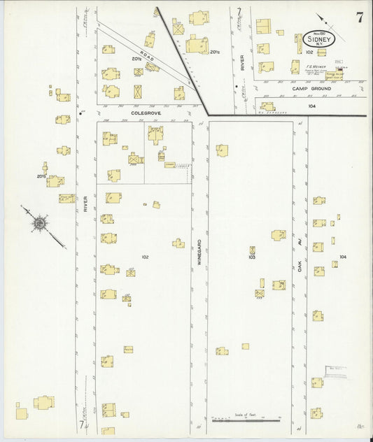 Sanborn Fire Insurance Map from Sidney, Delaware County, New York (1910), Sheet #0007 - Historic Sanborn Fire Insurance Map Print, vintage old map wall art, antique decor, genealogy gift, New York New York map