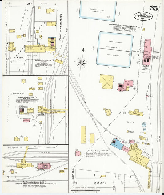 Sanborn Fire Insurance Map from Leavenworth, Leavenworth County, Kansas (1905), Sheet #0036 - Historic Sanborn Fire Insurance Map Print, vintage old map wall art, antique decor, genealogy gift, Kansas Kansas map
