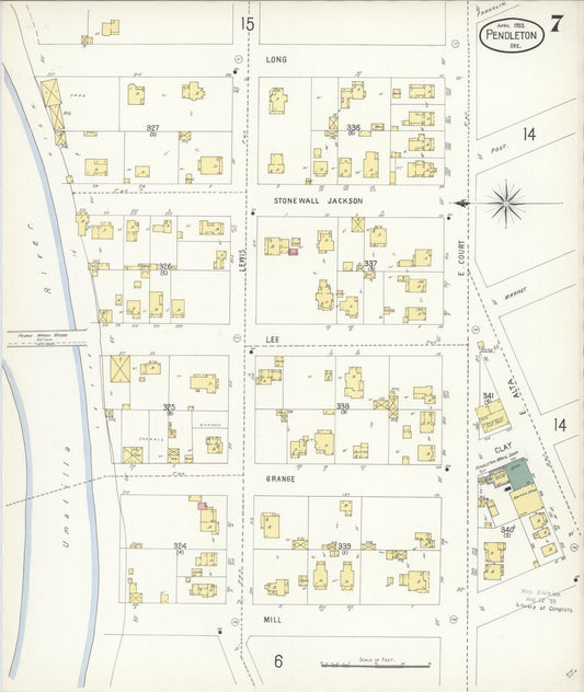 Sanborn Fire Insurance Map from Pendleton, Umatilla County, Oregon (1903), Sheet #0007 - Historic Sanborn Fire Insurance Map Print, vintage old map wall art, antique decor, genealogy gift, Oregon Oregon map