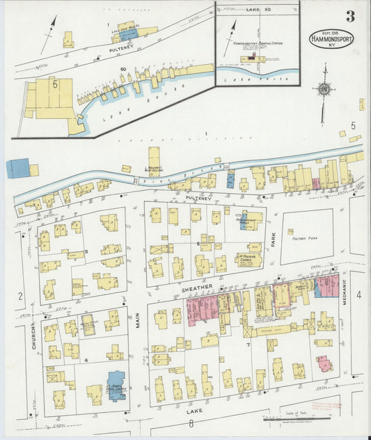 Sanborn Fire Insurance Map from Hammondsport, Steuben County, New York (1918), Sheet #0003 - Historic Sanborn Fire Insurance Map Print, vintage old map wall art, antique decor, genealogy gift, New York New York map