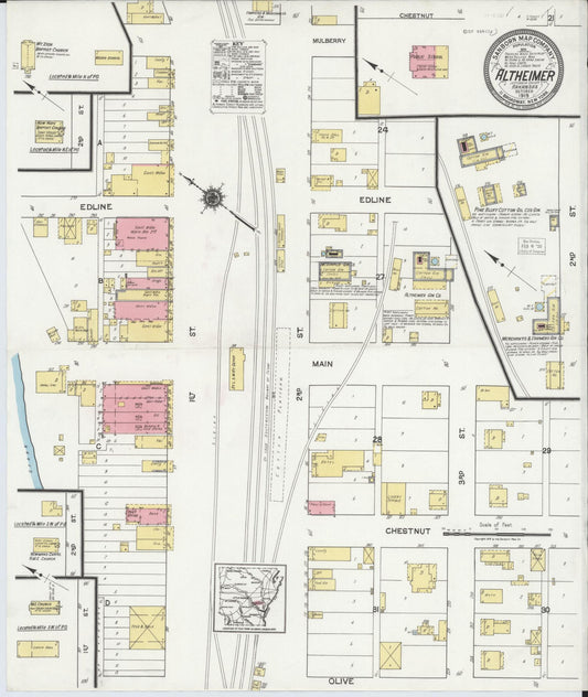 Sanborn Fire Insurance Map from Altheimer, Jefferson County, Arkansas. (1919) – Historic Sanborn Fire Insurance Map Print