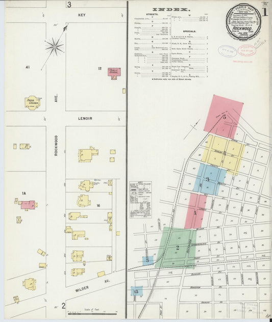 Sanborn Fire Insurance Map from Rockwood, Roane County, Tennessee (1898), Sheet #0001 - Complete Map Set gallery image, historic Sanborn map, vintage wall art, Tennessee Tennessee