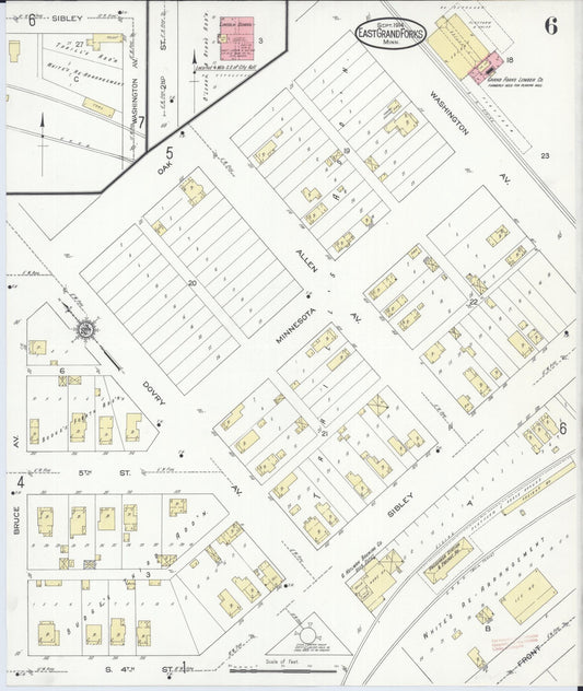 Sanborn Fire Insurance Map from East Grand Forks, Polk County, Minnesota (1914), Sheet #0006 - Historic Sanborn Fire Insurance Map Print, vintage old map wall art, antique decor, genealogy gift, Minnesota Minnesota map