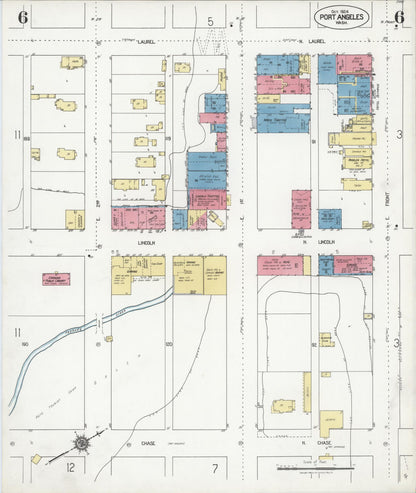 Sanborn Fire Insurance Map from Port Angeles, Clallam County, Washington (1924), Sheet #0006 - Complete Map Set gallery image, historic Sanborn map, vintage wall art, Washington Washington