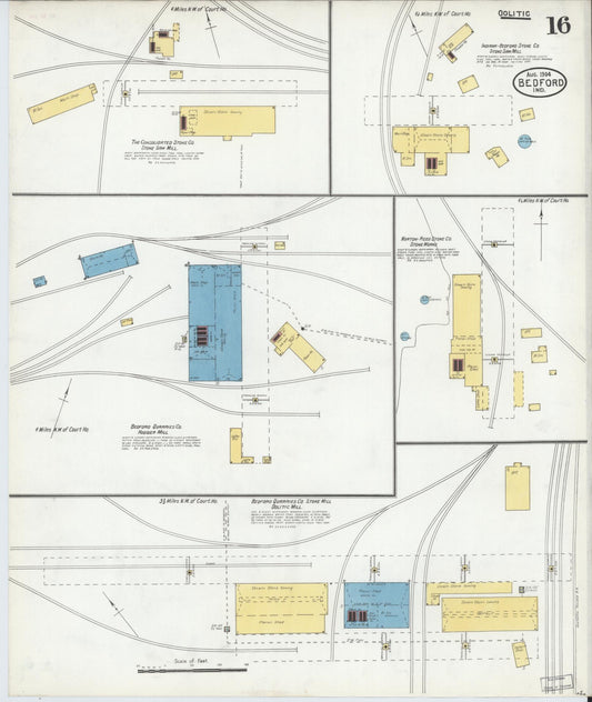 Sanborn Fire Insurance Map from Bedford, Lawrence County, Indiana (1904), Sheet #0016 - Historic Sanborn Fire Insurance Map Print, vintage old map wall art, antique decor, genealogy gift, Indiana Indiana map