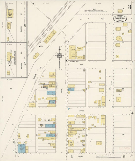 Sanborn Fire Insurance Map from Three Forks, Gallatin County, Montana (1914), Sheet #0003 - Historic Sanborn Fire Insurance Map Print, vintage old map wall art, antique decor, genealogy gift, Montana Montana map
