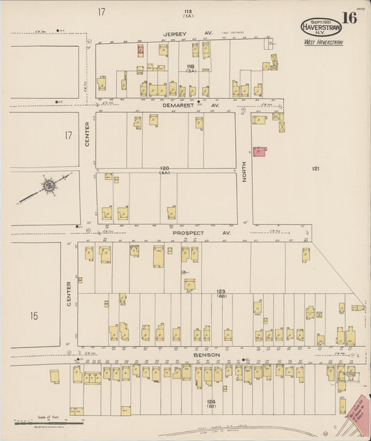 Sanborn Fire Insurance Map from Haverstraw, Rockland County, New York (1921), Sheet #0016 - Historic Sanborn Fire Insurance Map Print, vintage old map wall art, antique decor, genealogy gift, New York New York map