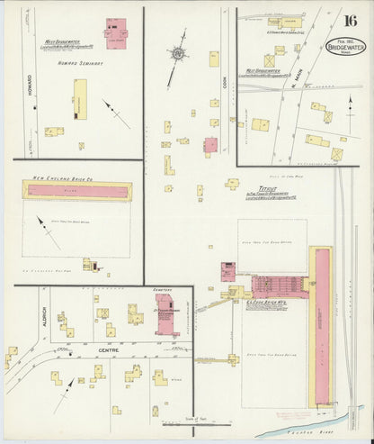 Sanborn Fire Insurance Map from Bridgewater, Plymouth County, Massachusetts (1912), Sheet #0016 - Complete Map Set gallery image, historic Sanborn map, vintage wall art, Massachusetts Massachusetts
