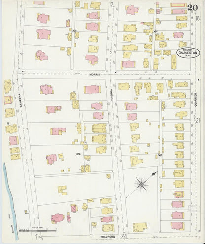 Sanborn Fire Insurance Map from Charleston, Kanawha County, West Virginia (1907), Sheet #0020 - Complete Map Set gallery image, historic Sanborn map, vintage wall art, West Virginia West Virginia