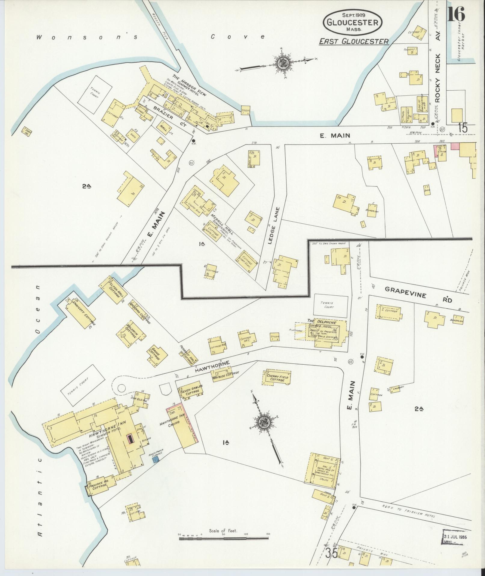 Sanborn Fire Insurance Map from Gloucester, Essex County, Massachusetts (1909), Sheet #0016 - Historic Sanborn Fire Insurance Map Print, vintage old map wall art, antique decor, genealogy gift, Massachusetts Massachusetts map