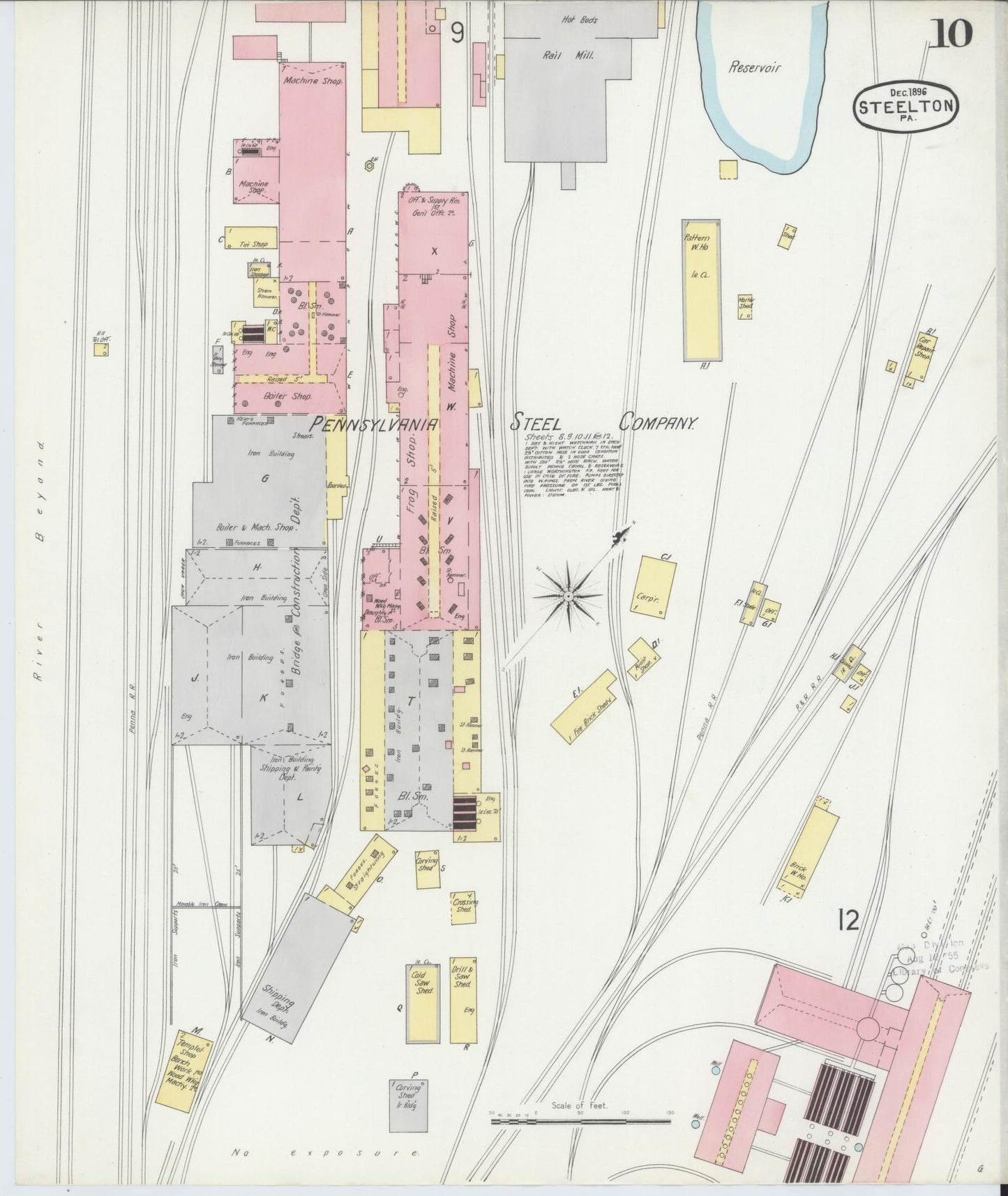 Sanborn Fire Insurance Map from Steelton, Dauphin County, Pennsylvania (1896), Sheet #0010 - Complete Map Set gallery image, historic Sanborn map, vintage wall art, Pennsylvania Pennsylvania
